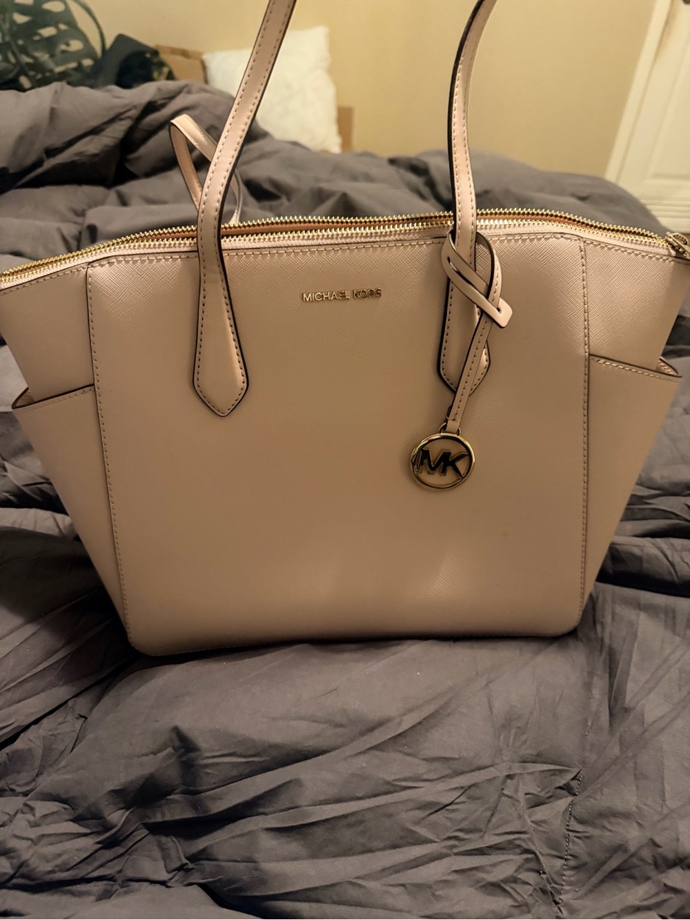 Michael Kors Light Pink Saffiano Leather Tote with Gold Hardware